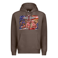 Coffee patriotic nurse certified nurse  assistant medilcal symbol  background Premium Hoodie - BarkalooDesign