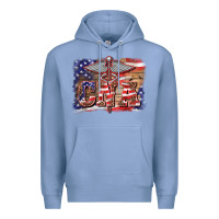 Colony Blue patriotic nurse certified nurse  assistant medilcal symbol  background Premium Hoodie - BarkalooDesign