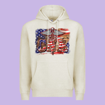 Patriotic Nurse Certified Nurse  Assistant Medilcal Symbol  Background Premium Hoodie Designed By Barkaloodesign