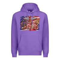 Purple patriotic nurse certified nurse  assistant medilcal symbol  background Premium Hoodie - BarkalooDesign