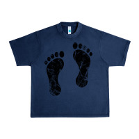 Navy 70's footprints   footprint Urban Heavy Tee - linhVisuals