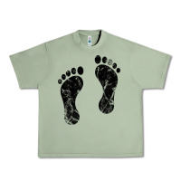 Oil Green 70's footprints   footprint Urban Heavy Tee - linhVisuals