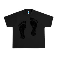 Black 70's footprints   footprint Urban Heavy Tee - linhVisuals