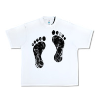 White 70's footprints   footprint Urban Heavy Tee - linhVisuals
