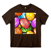 Chocolate Brown Happy Easter Eggs Seamless Pattern Heavy Core Tee - BundleAndBundleShop
