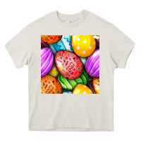 Cream Happy Easter Eggs Seamless Pattern Heavy Core Tee - BundleAndBundleShop