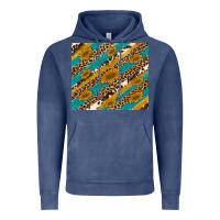Vintage Denim leopard cowhide  leather sunflowers Vintage Hoodie - Artiststas