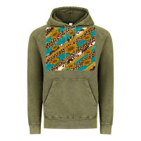Vintage Olive leopard cowhide  leather sunflowers Vintage Hoodie - Artiststas