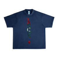 Navy Maldives Map Flag Drawing Line Art Urban Heavy Tee - linhVisuals