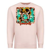 Pale Pink taurus turquoise cowhide Premium Sweatshirt - RanaPortraitStore