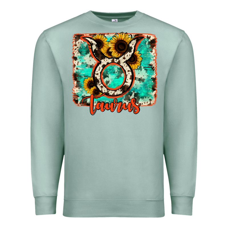 Taurus Turquoise Cowhide Premium Sweatshirt by RanaPortraitStore | Teevron