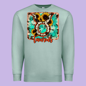 Taurus Turquoise Cowhide Premium Sweatshirt Designed By Ranaportraitstore