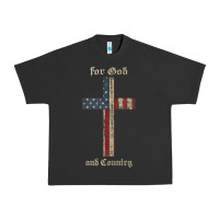 Pigment Black for god and country cross american flag faith us patriotic tank top Urban Heavy Tee - linhVisuals