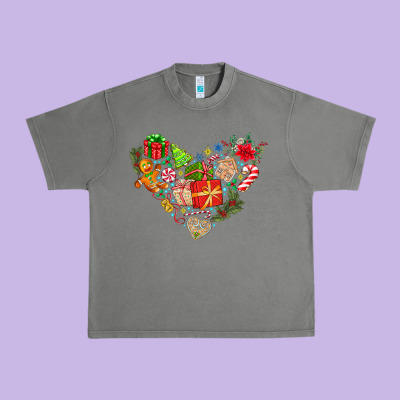 Merry Christmas Heart Urban Heavy Tee Designed By Cowhidedigitalart