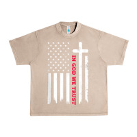 French Oak in god we trust with patriotic vintage american flag t shirt Urban Heavy Tee - linhVisuals