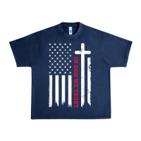 Navy in god we trust with patriotic vintage american flag t shirt Urban Heavy Tee - linhVisuals
