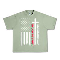 Oil Green in god we trust with patriotic vintage american flag t shirt Urban Heavy Tee - linhVisuals