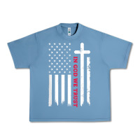 Pebble Blue in god we trust with patriotic vintage american flag t shirt Urban Heavy Tee - linhVisuals