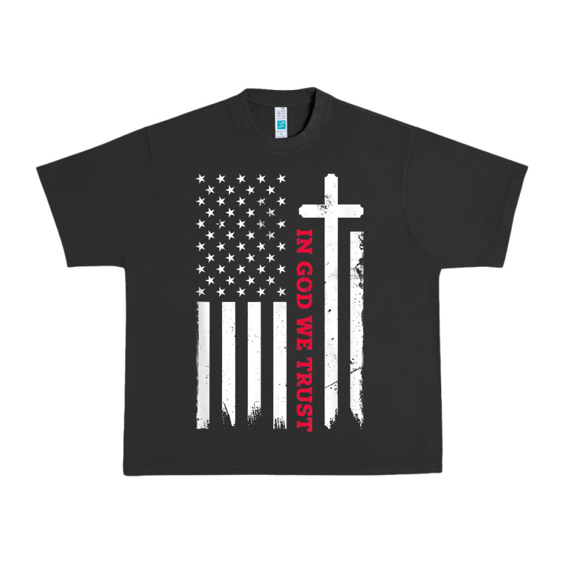 In God We Trust With Patriotic Vintage American Flag T Shirt Urban Heavy Tee by linhVisuals | Teevron