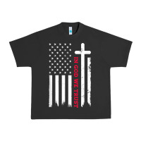 Pigment Black in god we trust with patriotic vintage american flag t shirt Urban Heavy Tee - linhVisuals
