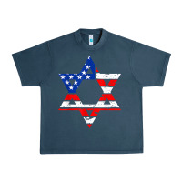 Midnight Navy hanukah american flag star of david   jewish chanukah t shirt Urban Heavy Tee - linhVisuals