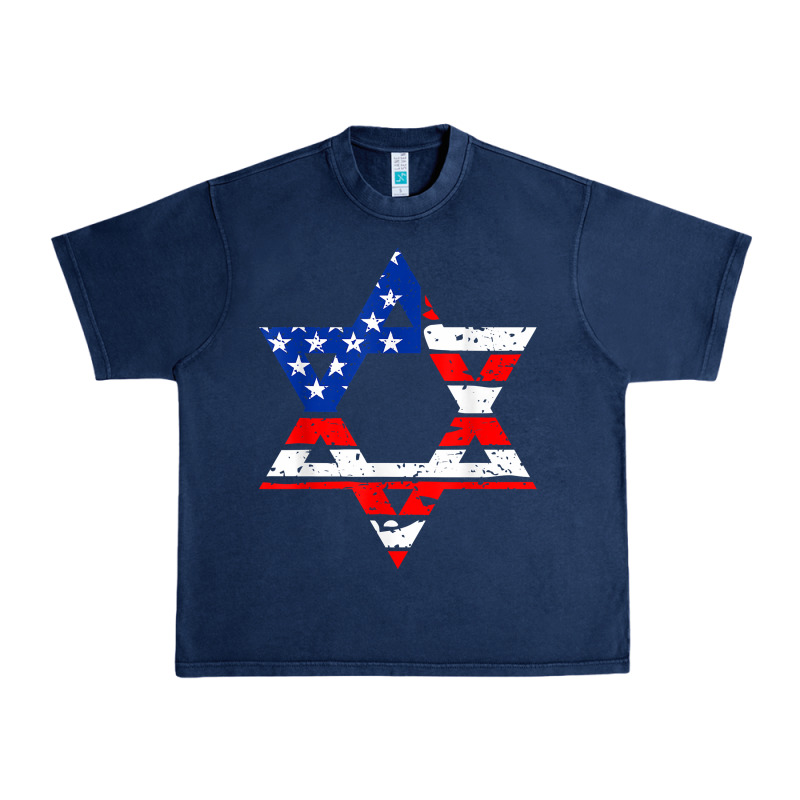 Hanukah American Flag Star Of David   Jewish Chanukah T Shirt Urban Heavy Tee by linhVisuals | Teevron
