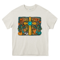Cream fall cross Heavy Core Tee - RanaPortraitStore