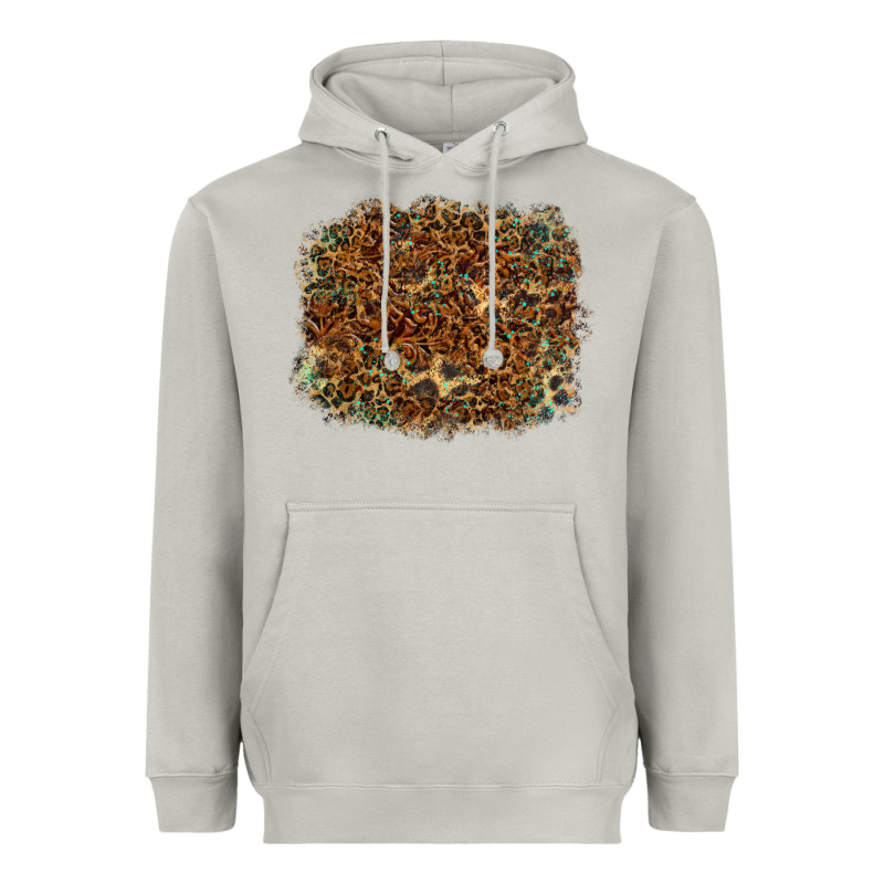 Leopard Leather Turquoise Background Heavyweight Hoodie by RanaPortraitStore | Teevron