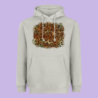 Leopard Leather Turquoise Background Heavyweight Hoodie Designed By Ranaportraitstore