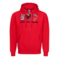 Red peace love nursing Zipper Hoodie - Jasminsmagicworld