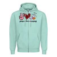Seafoam peace love nursing Zipper Hoodie - Jasminsmagicworld