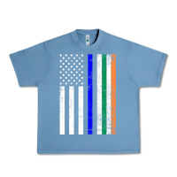 Pebble Blue irish american flag thin blue line police st. patrick's day long sleev Urban Heavy Tee - linhVisuals