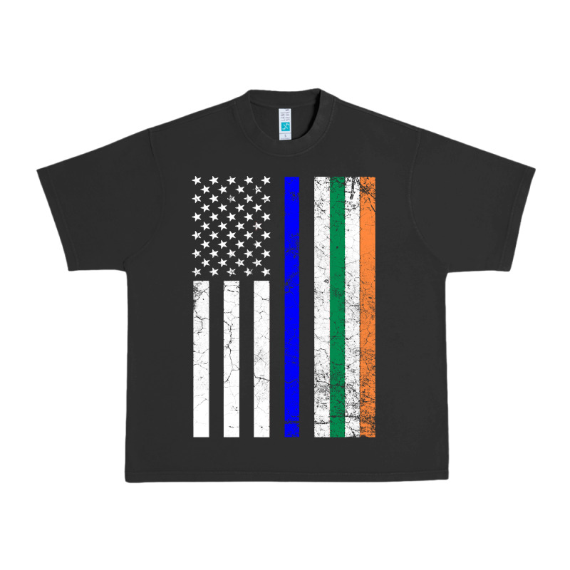 Irish American Flag Thin Blue Line Police St. Patrick's Day Long Sleev Urban Heavy Tee by linhVisuals | Teevron