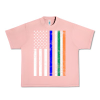 Salmon irish american flag thin blue line police st. patrick's day long sleev Urban Heavy Tee - linhVisuals