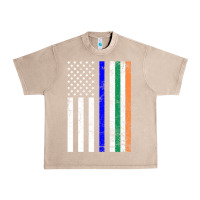 French Oak irish american flag thin blue line police st. patrick's day long sleev Urban Heavy Tee - linhVisuals