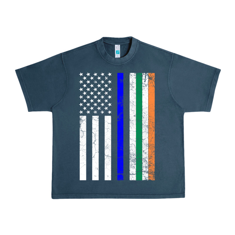 Irish American Flag Thin Blue Line Police St. Patrick's Day Long Sleev Urban Heavy Tee by linhVisuals | Teevron