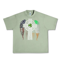 Oil Green irish american usa flag celtic cross st patrick's day premium t shirt Urban Heavy Tee - linhVisuals