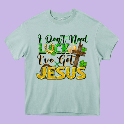 I Don't Need Luck I've Got Jesus St. Patricks Day Heavy Core Tee Designed By Fadigitalartstudio