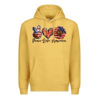 Antique Gold peace love america Premium Hoodie - BarkalooDesign
