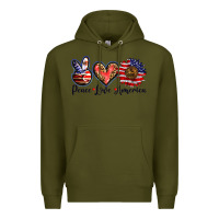 Army Green peace love america Premium Hoodie - BarkalooDesign