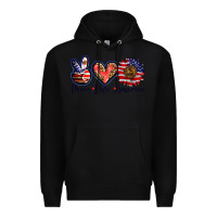 Black peace love america Premium Hoodie - BarkalooDesign