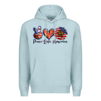 Blue Mist peace love america Premium Hoodie - BarkalooDesign