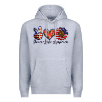 Heather Grey peace love america Premium Hoodie - BarkalooDesign