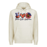 Oatmeal Heather peace love america Premium Hoodie - BarkalooDesign