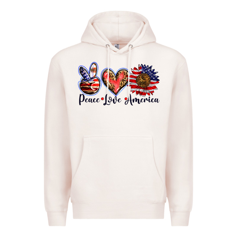 Peace Love America Premium Hoodie by BarkalooDesign | Teevron
