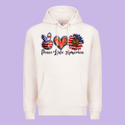 Peace Love America Premium Hoodie Designed By Barkaloodesign