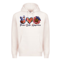 Pale Pink peace love america Premium Hoodie - BarkalooDesign