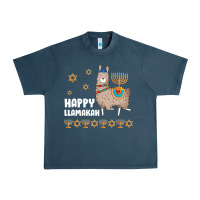 Midnight Navy happy llamakah llama withorah jewish Urban Heavy Tee - linhVisuals