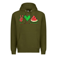 Army Green Peace Love Watermelon Premium Hoodie - Jasminsmagicworld
