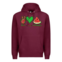 Burgundy Peace Love Watermelon Premium Hoodie - Jasminsmagicworld